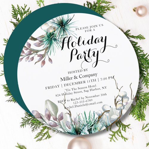 Holiday Winter Floral Corporate Christmas Party Invitation