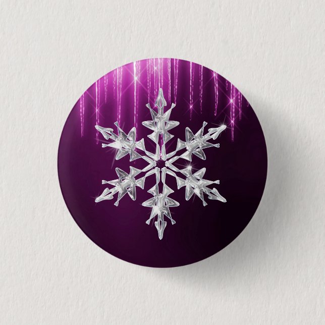 Holiday Winter Glass Christmas Snowflake  Button (Front)