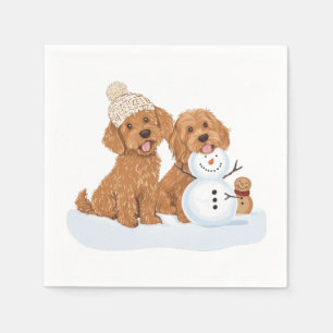 Holiday Winter Goldendoodle Dog Snowman Napkins