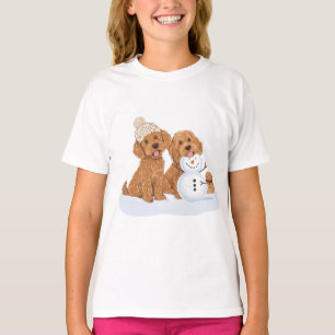 Holiday Winter Goldendoodle Dog Snowman T-Shirt