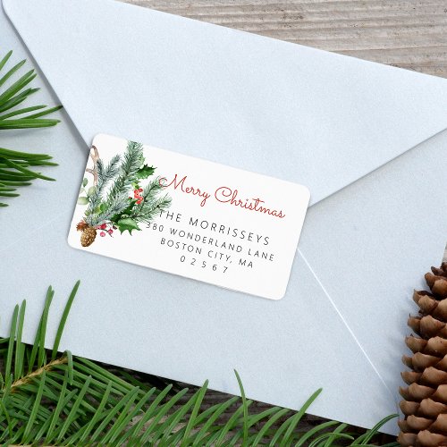 Holiday Winter Greenery Address Label