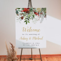 Holiday Winter Greenery Wedding Welcome Sign