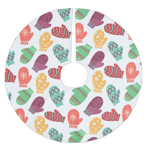 Holiday Winter Mittens Brushed Polyester Tree Skirt