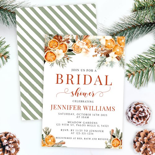 Holiday winter oranges Christmas bridal shower Invitation