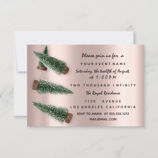 Holiday Winter Party Dinner Christmas Eve Rose Invitation (Front)