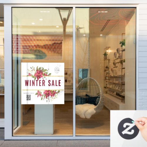Holiday winter sale shop sign window clings