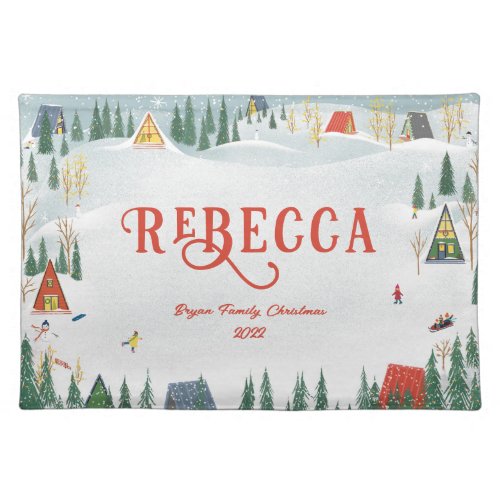 Holiday Winter Snow Scene Kids Christmas Cloth Placemat