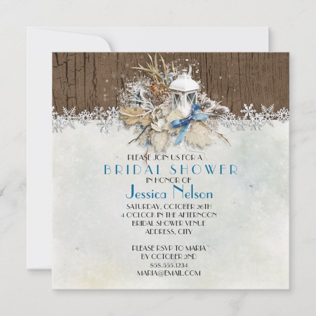 Holiday Winter Snowflakes Bridal Shower Invitation (Front)