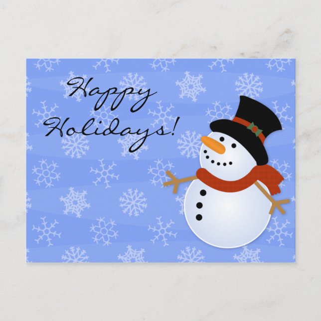 Holiday Winter Snowman Christmas Postcards (Front)