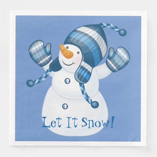 Holiday Winter Snowman Paper Napkins (Front)