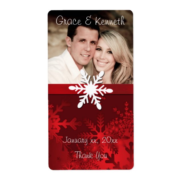 Holiday, Winter Wedding, Custom Photo, Wine Label (Front)