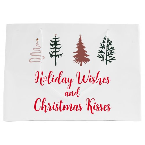 Holiday Wishes and Christmas Kisses  Large Gift Bag