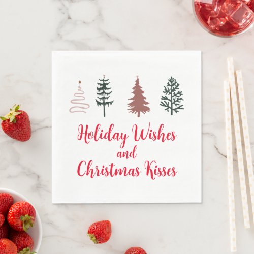 Holiday Wishes and Christmas Kisses  Napkins