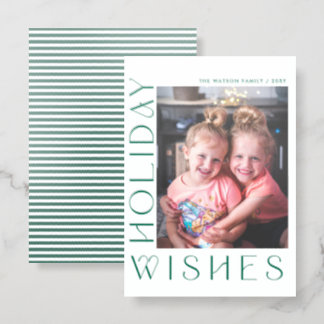 Holiday Wishes Christmas Holiday  Letterpress Photo Cards