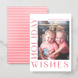 Holiday Wishes Christmas Holiday Photo Letterpress Photo Cards
