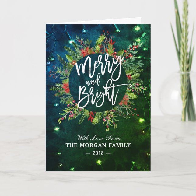 Holiday Wishes Merry and Bright Christmas Greeting (Front)