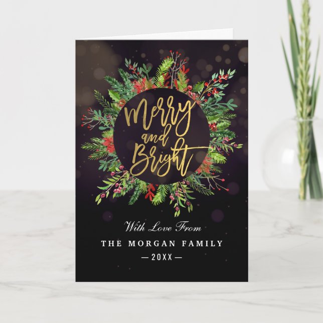 Holiday Wishes Merry and Bright Christmas Greeting (Front)