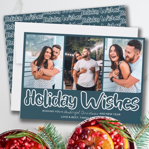 Holiday Wishes Outline Lettering 3 Vertical Photo