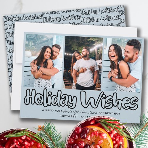 Holiday Wishes Outline Lettering 3 Vertical Photo