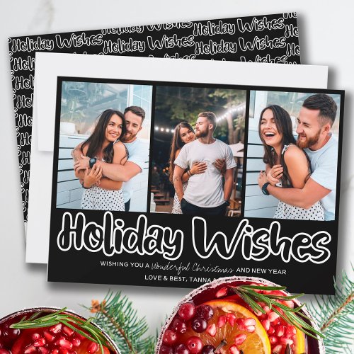 Holiday Wishes Outline Lettering 3 Vertical Photo