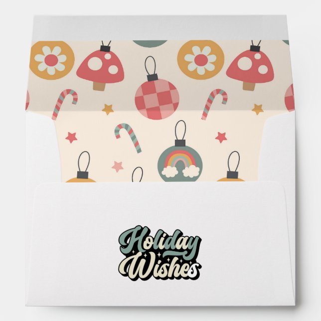 Holiday Wishes Retro Whimsical Holiday Envelope (Back (Bottom))