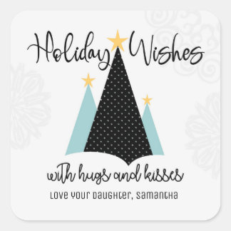 Holiday Wishes with Hugs and Kisses Sticker Tag