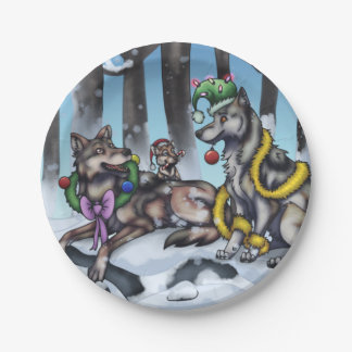 Holiday Wolves Paper Plates