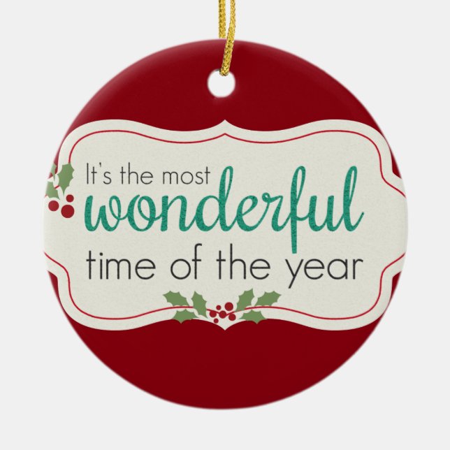 Holiday Wonderful Ceramic Ornament (Front)