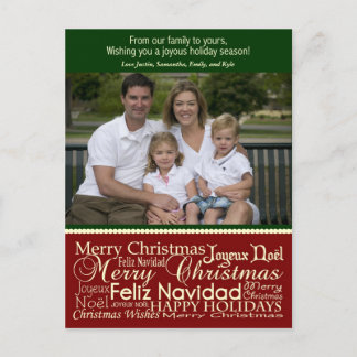 Holiday Words Collage Christmas Photo Postcard