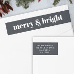 Holiday Wrap Around Labels | Christmas Stickers<br><div class="desc">A stylish modern holiday return address wrap around label featuring a bold retro typography quote “Merry & Bright” in white on a off black background. This fun and trendy design adds a joyful pop of colour to your Christmas mail while keeping a clean, minimalist feel. Personalize it easily with your...</div>