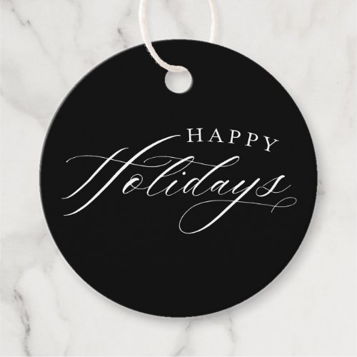 HOLIDAY WRAPPING Happy Holidays cute elegant black Favor Tags