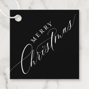 HOLIDAY WRAPPING Merry Christmas elegant black Favor Tags