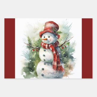 Holiday Wrapping Paper Flat Sheet Set of 3