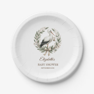  Holiday Wreath Bow Stork Paper Plates