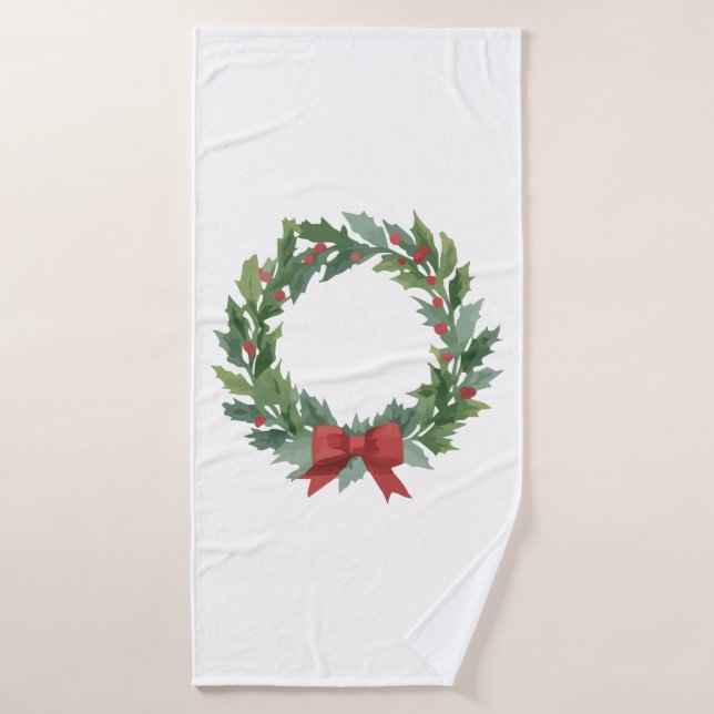 Holiday Wreath by Author Sommer Hamilton  Bath Towel (Bath Towel)