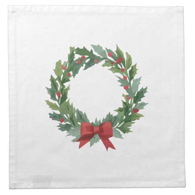 Holiday Wreath by Author Sommer Hamilton  Cloth Napkin (Front)