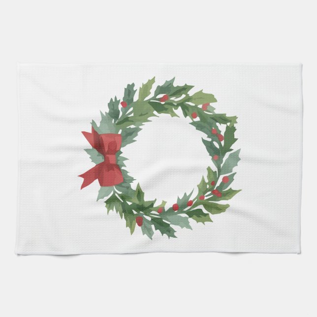 Holiday Wreath by Author Sommer Hamilton  Kitchen Towel (Horizontal)