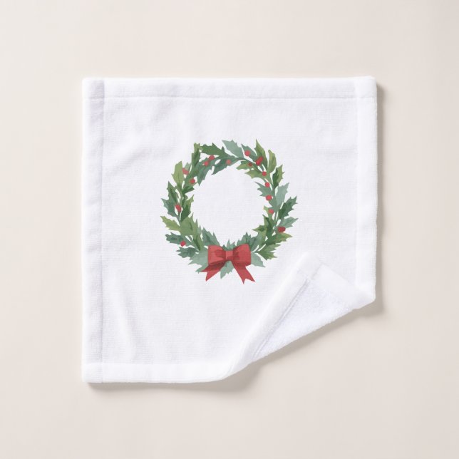 Holiday Wreath by Author Sommer Hamilton  Wash Cloth (Wash Cloth)