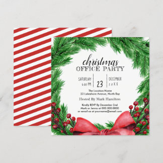 Holiday Wreath Christmas Dinner Party Invitation
