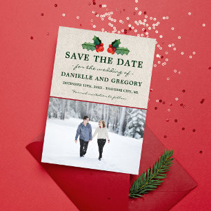 Holiday Wreath Christmas Wedding Save The Date