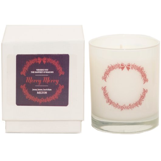 Holiday Wreath Custom Holiday Candle (Front)