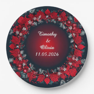 Holiday Wreath Design Paper Plates