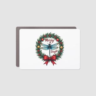 Holiday Wreath Dragonfly Car Magnet