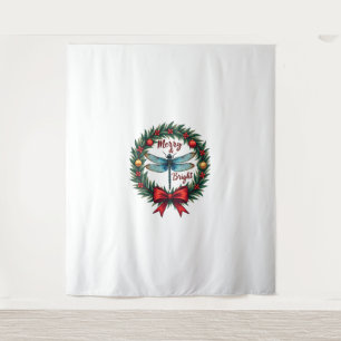 Holiday Wreath Dragonfly Tapestry