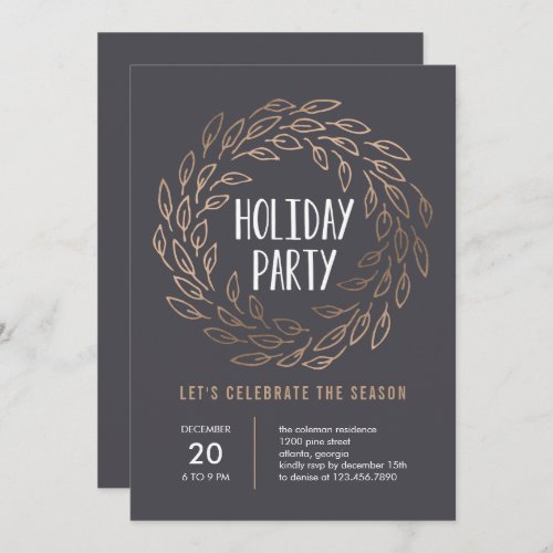 Holiday Wreath EDITABLE COLOR Party Invitation