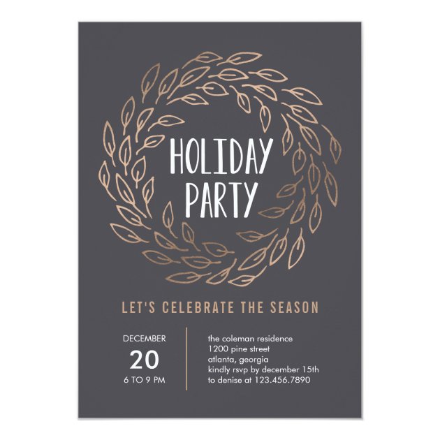 Holiday Wreath EDITABLE COLOR Party Invitation