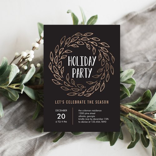 Holiday Wreath EDITABLE COLOR Party Invitation