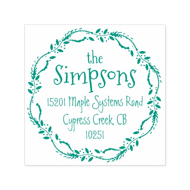 Holiday Wreath Family Return Address Stamp (Design)