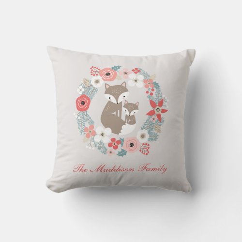 Holiday Wreath Gray Throw Pillow