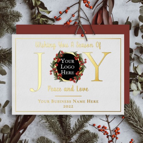 Holiday Wreath Joy Peace and Love Business Logo